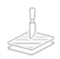 Knife coating icon showing a metering blade applying liquid PVC to fabric